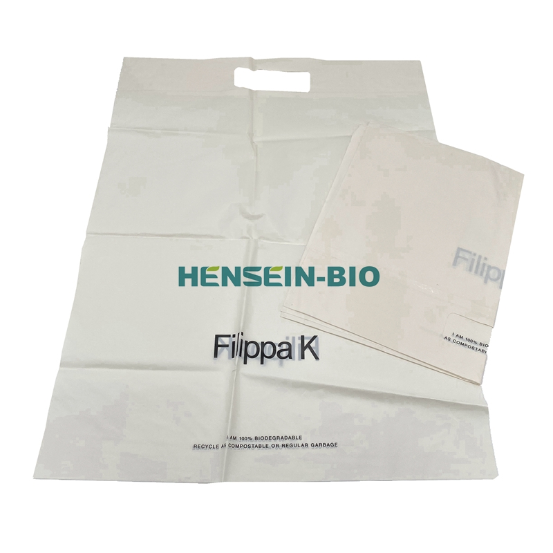 100% biodegradable compostable plastic shopping disposable die cut handle carry bags