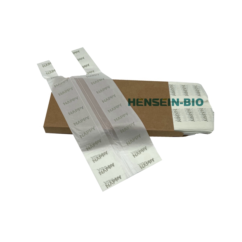 home compostable certified 100% biodegradable eco friendly nappy sacks with handle