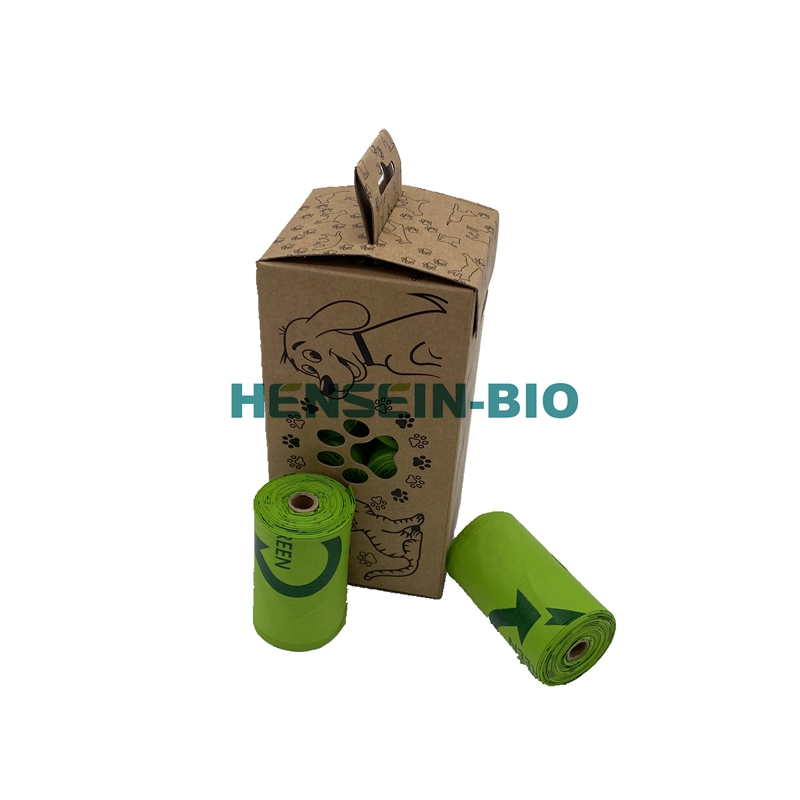 Wholesale cornstarch compostable biodegradable pet poop bag customized logo printed color