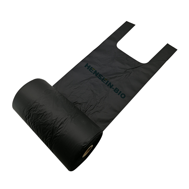 cornstarch 100% compostable biodegradable plastic garbage bags on roll